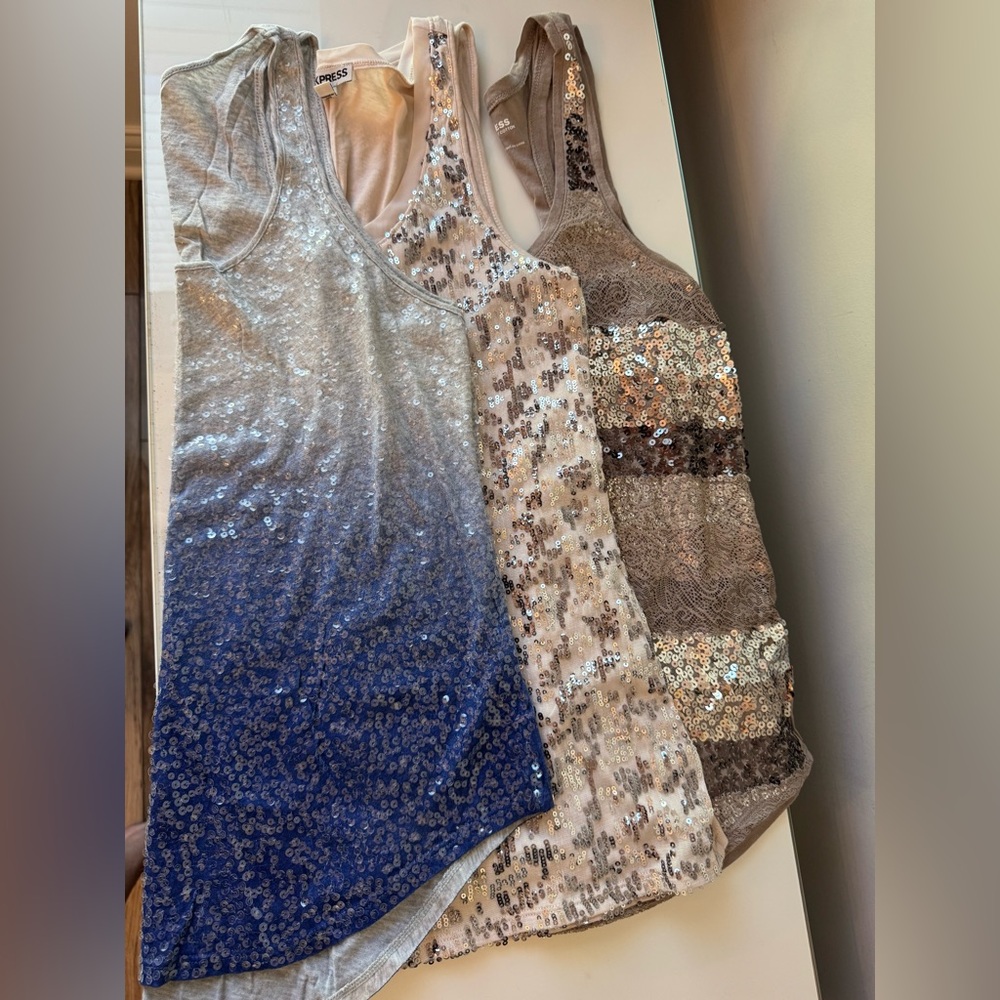 Express Sequin Tank Tops